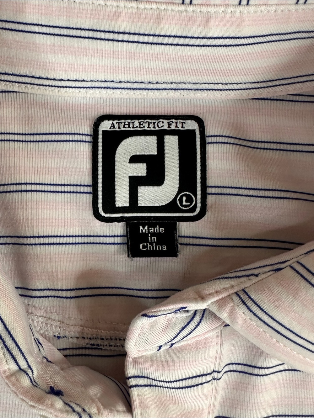 FootJoy Golf Polo Men's L Pink Grey Striped Preppy Country Club Casual - (531)